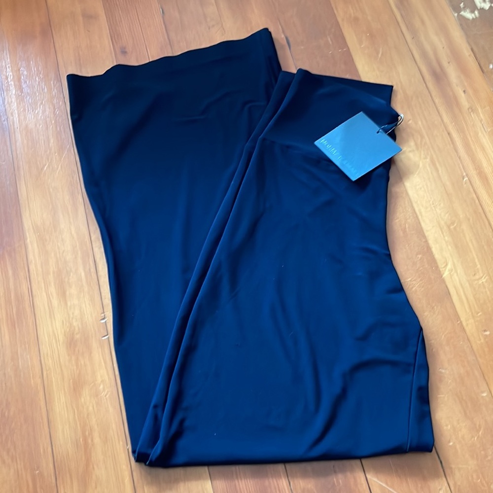 Norma Kamali High-Waist Straight Leg Pant in Midnight Blue - Picture 10 of 12